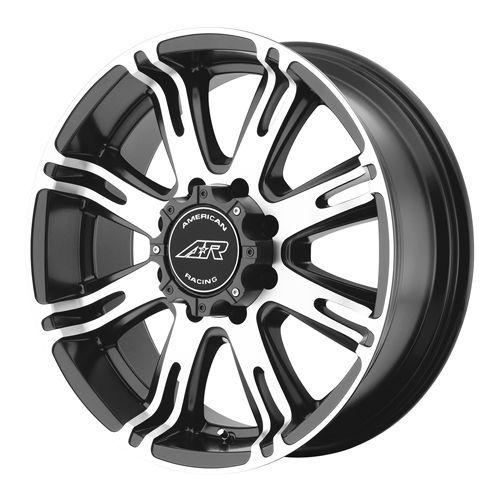 17x8.5 american racing ar708 5,6,8 lug 4 new black wheels free caps lugs stems