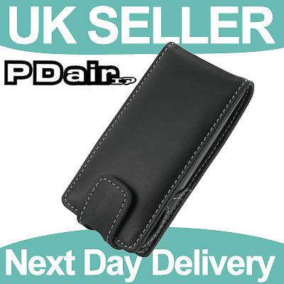 Pdair flip case black leather for htc touch diamond