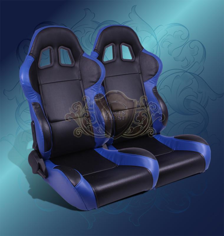 2 x universal blue/black turino racing bucket seats driver/passenger left right