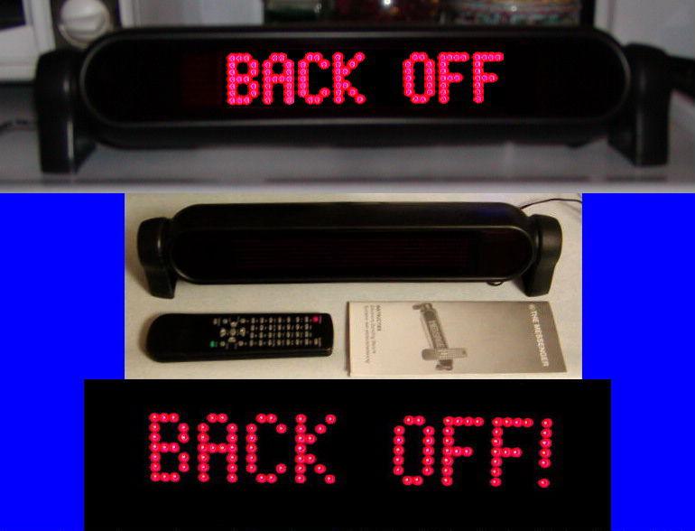 Electronic moving message sign for inside of your vehicle with remote control.