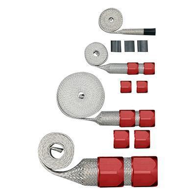 Summit 350002 hose sleeving stainless steel braided red anodized covers kit