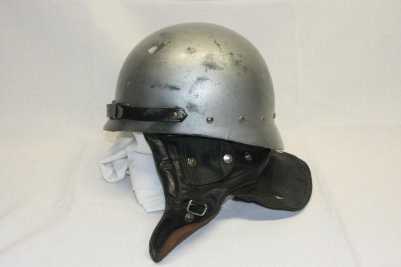 Old  motorcycle riding  half helmet ~ leather insert ~ 22" inside measurement 