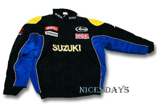 Men's gift suzuki gsx motorcycle superbike racing sport pit crew jacket sz 2xl