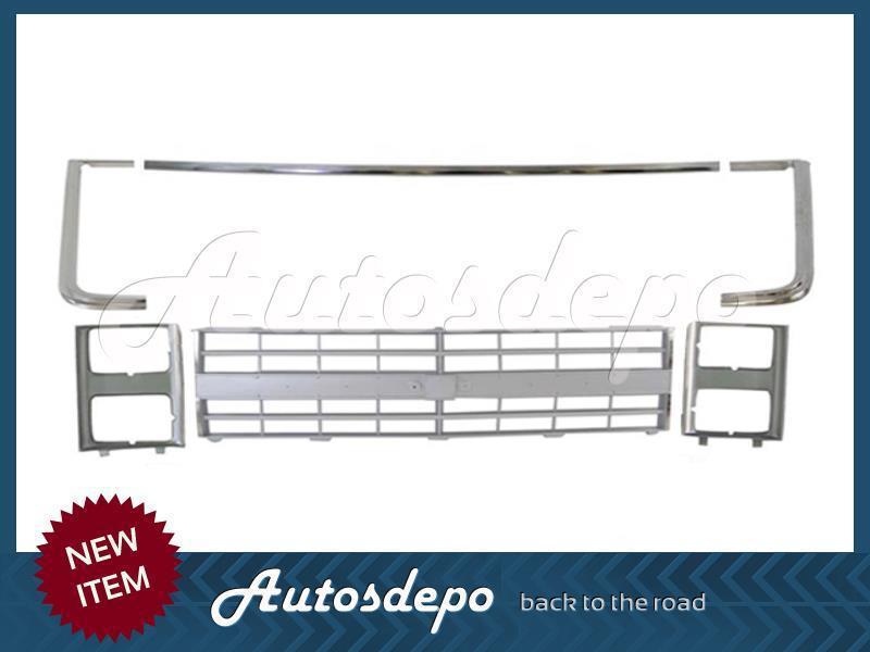 85-88 chevy c10-30 pickup grille argent headlight door + grille out molding 6pc