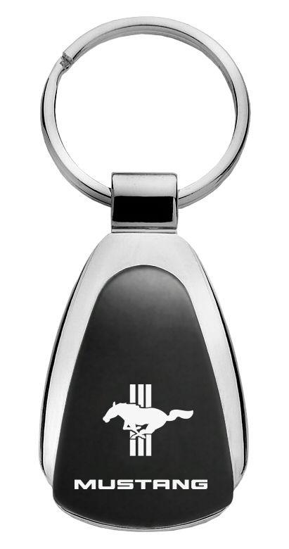 Ford mustang black tear drop metal key chain ring tag key fob logo lanyard