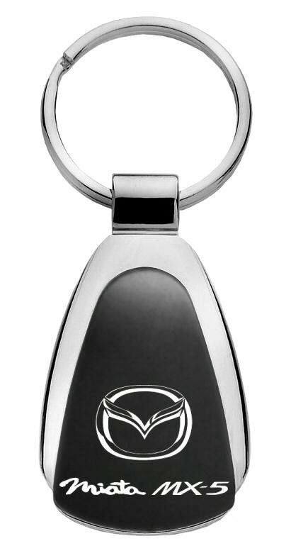 Mazda miata black tear drop metal key chain ring tag key fob logo lanyard