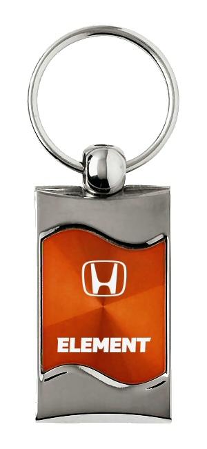 Honda element orange rectangular wave key chain ring tag key fob logo lanyard