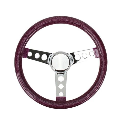 New speedway 11-1/2" purple metalflake 60's style steering wheel, 4" dish