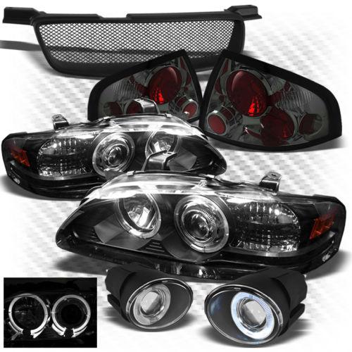 00-03 sentra black pro headlights + smoked tail lights + pro fog lights + grille