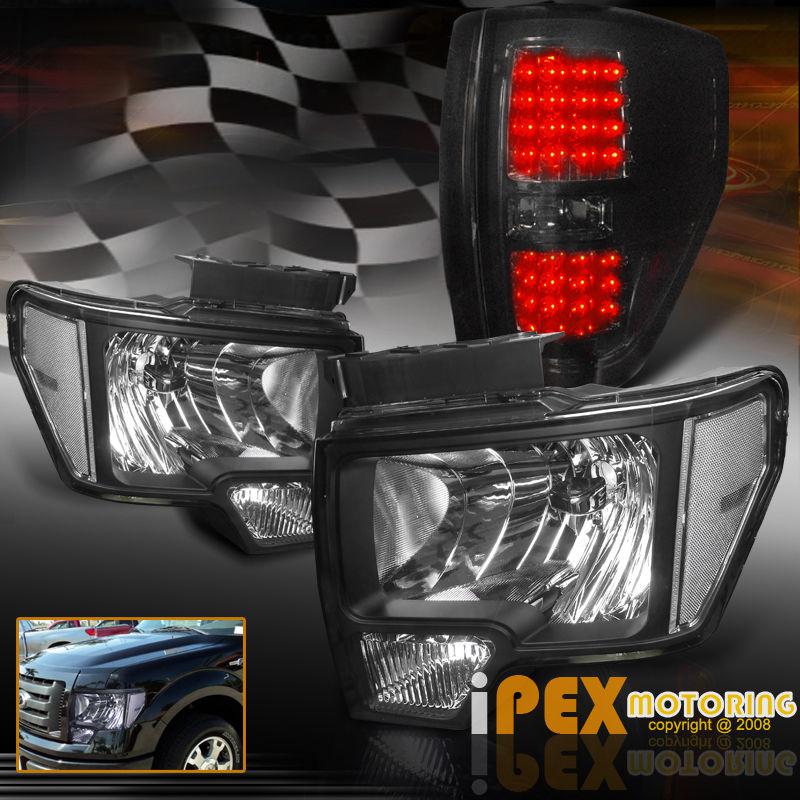 Value combo: 2009-2013 ford f150 all black headlights+smoke led tail lights