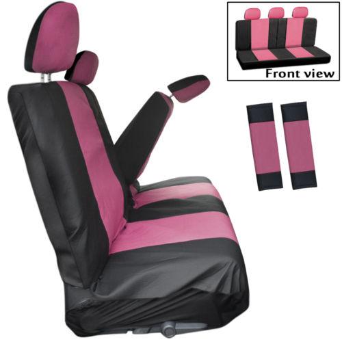 8pc pink low back rear bench truck seat cover plus + head rests