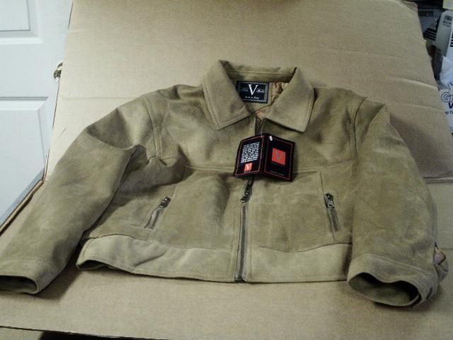 New women's tan alta moda size medium microfiber jacket