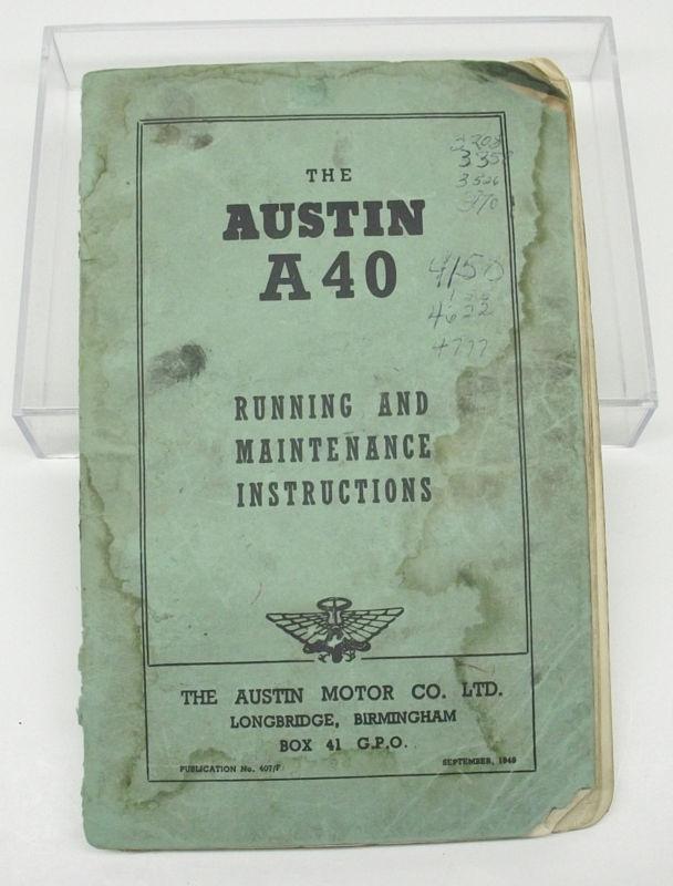 1949 austin a40 running maintenance instructions england handbook no 407/f