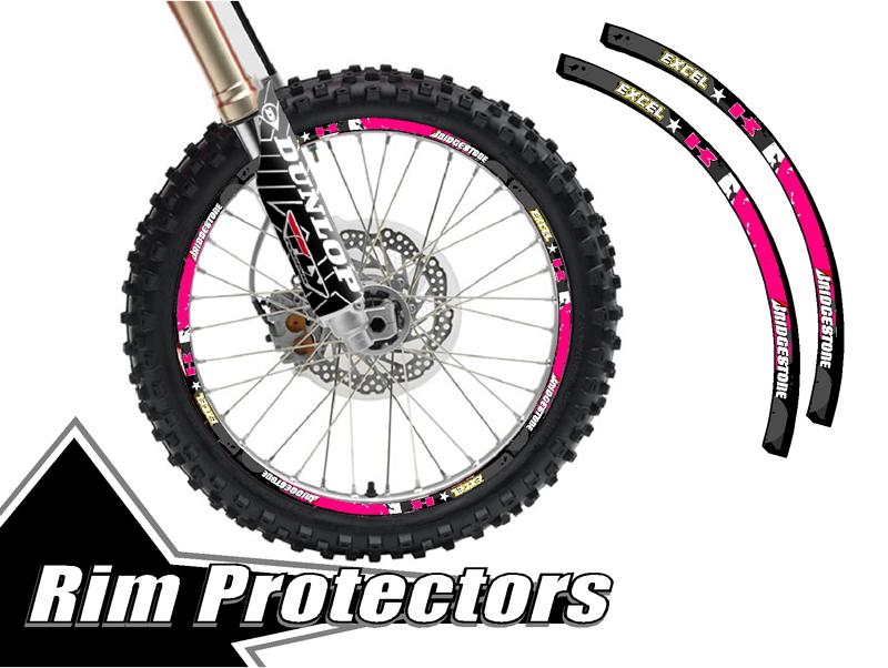 14 & 16 inch dirtbike rim protectors 14" wheel decals dirt bike tape graphics 2p