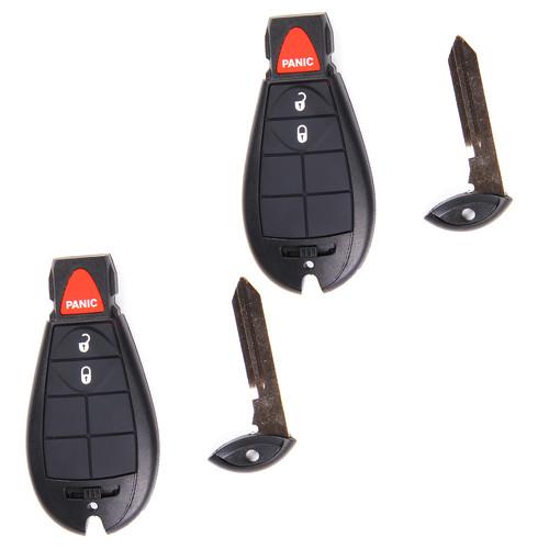 2pcs x uncut blade& smart remote key fob shell case for dodge chrysler 3buttons
