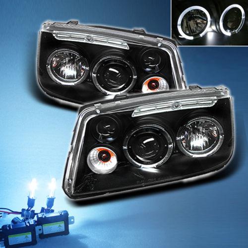 8000k slim xenon hid+black 99-05 vw jetta mk4 dual halo projector headlights