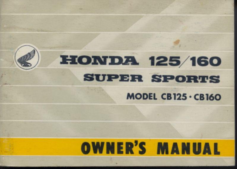 1965 honda 125/160 super sports cb125 cb160 owner's manual