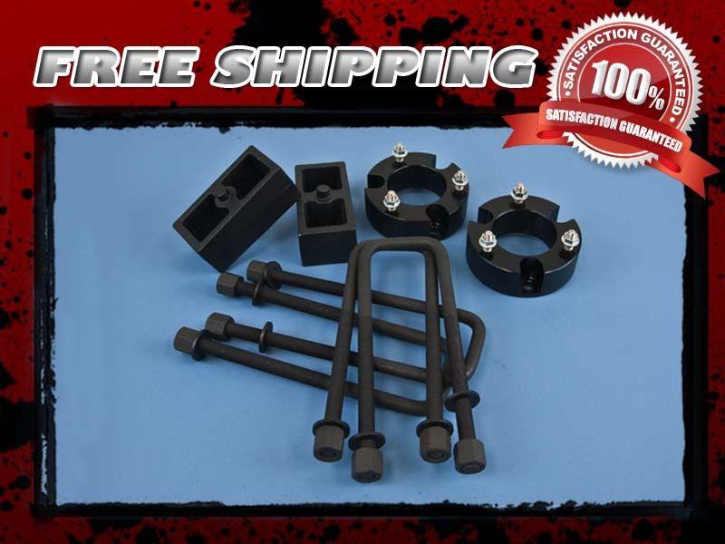 Black lift kit front 2" rear cast 2" coil spacer block ubolt 2wd 4x2 6lug