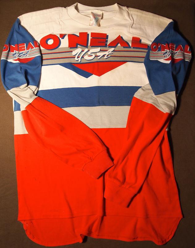 Vintage 1990 o’neal bullet jersey motto cross shirt size l poly-cotton blend