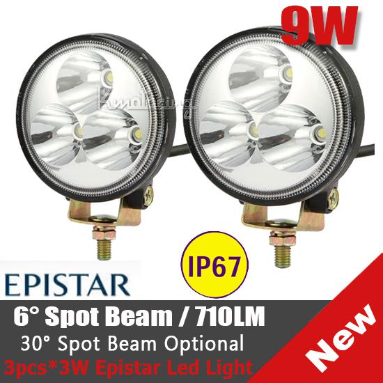 2x 9w spot beam work led offroad round fog light caravan cargo van camper 10w