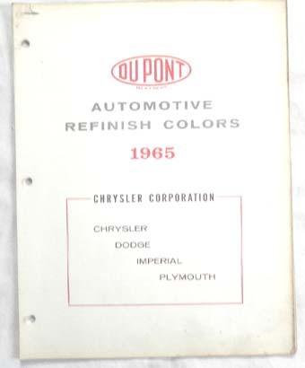 1965 chrysler dodge plymouth dupont   color paint chip chart all models  mopar 