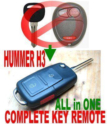 Hummer h3 alin1 flip chip keyless entry transponder key transmitter remote fob w