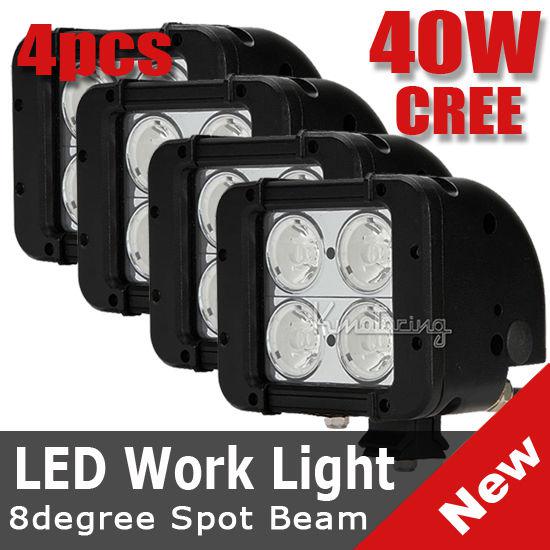 4pcs 40w spot beam dual row cree led work light bar cab 4x4 car truck lamp 9-70v