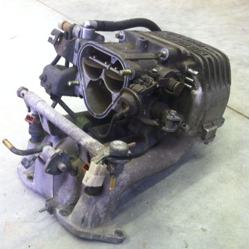 13b mazda rx-7 intake manifold with throttle body and fuel rail