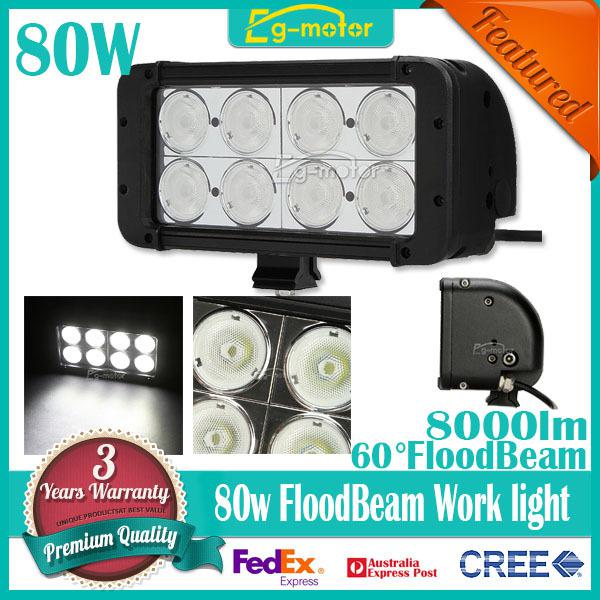 80w 7.8“ 8x10w cree flood beam led work light bar fog driving lamp car off-road