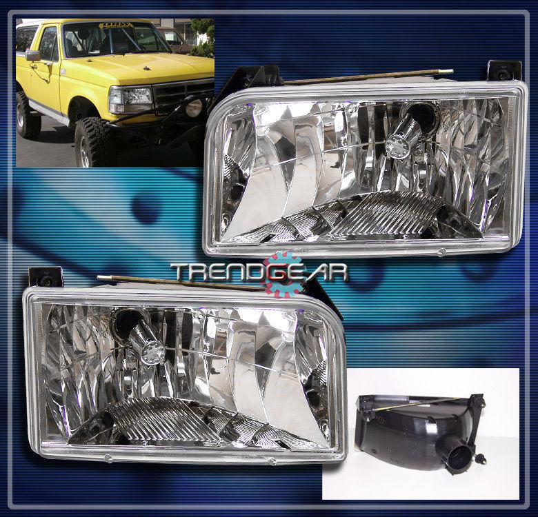 92-96 ford f-150 f-250 f-350 bronco crystal headlight lamp 93 94 95 pickup truck