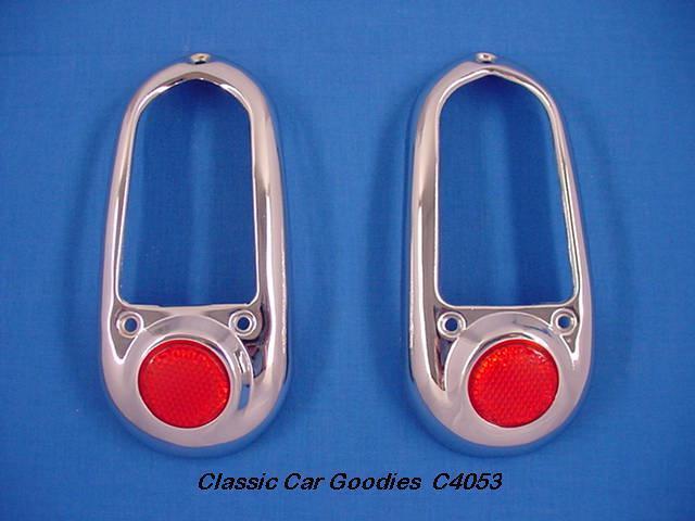 1949-1950 chevy tail light bezels & reflectors chrome