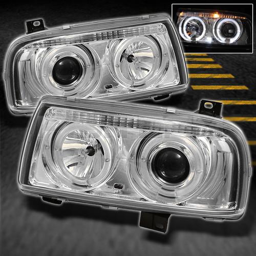 93-98 vw jetta chrome clear dual halo projector headlights lamps pair left+right