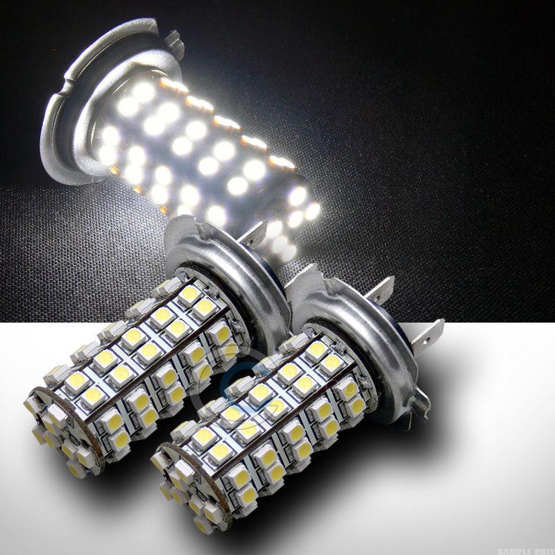 2pc super white h7 68x 3528 smd/smt led car bumper fog/driving light lamp bulbs