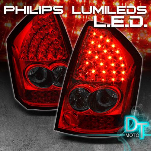 05-07 chrysler 300c philips-led perform red smoked tail lights lamps left+right