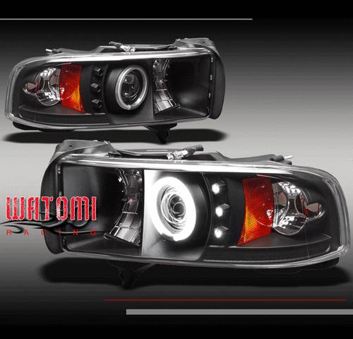 94-01 dodge ram pickup led ccfl halo black projector headlights 1500 2500 3500