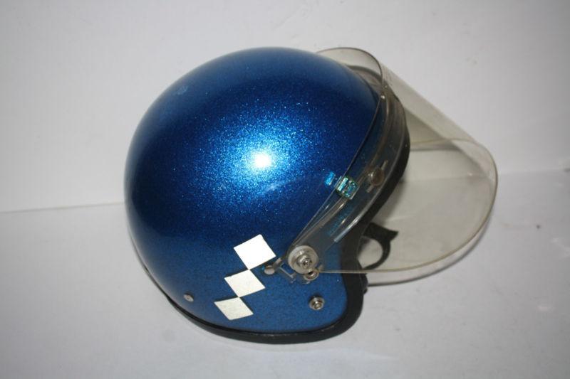 Sell Vintage 1966 Blue Metal Flake Motorcycle Helmet LSI-4150 W/Paulson
