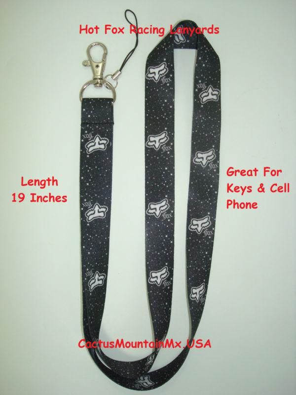 New fox racing motocross black lanyard for keys cell phone mx mc dirt bike gear