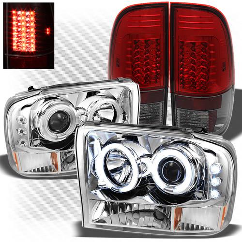 99-04 f2/350 1pc halo projector headlights + r/s philips-led perform tail lights