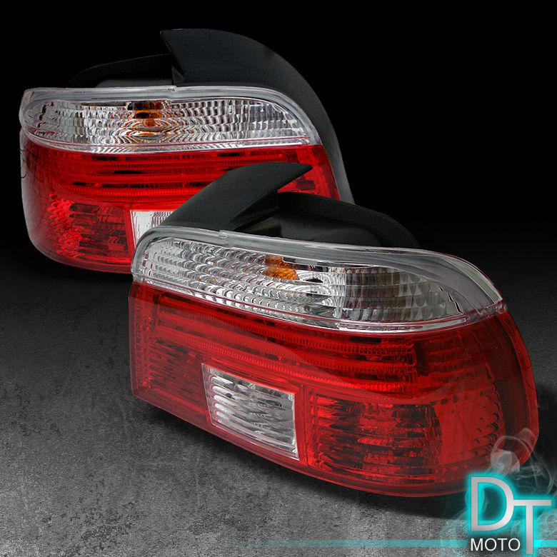 97-00 bmw e39 5-series red clear tail lights lamps 528i 540i m5 left+right