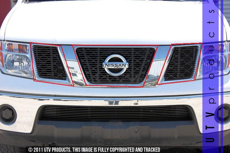 2005 - 2007 nissan pathfinder 3pc upper black billet grille kit 