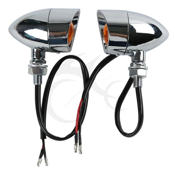 Chrome metal bullet turn signal for harley softail sportster chopper bobber