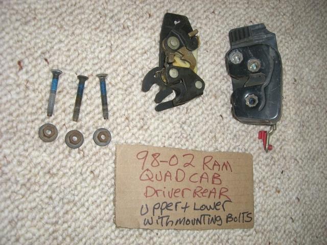 98 99 00 01 02 dodge ram quad cab driver door latches upper & lower w/ bolts oem