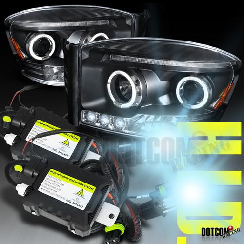 06-08 dodge ram black halo headlights+6000k slim xenon hid