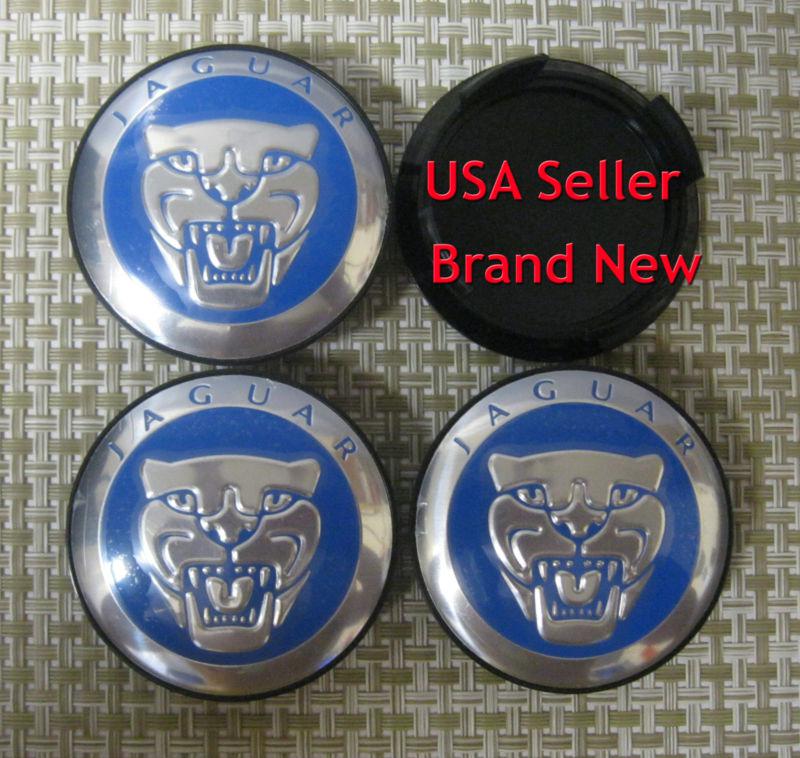 Jaguar wheel center blue caps s trpe x type xk xf xk8 - usa seller new x 4 pcs