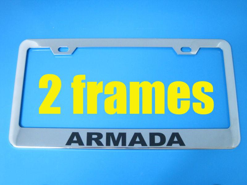 (2) nissan "armada" chrome metal license plate frame armada