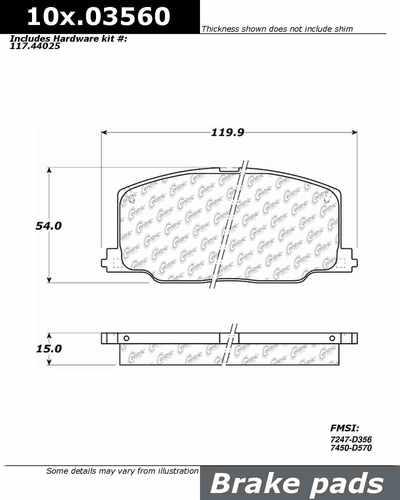 Centric 100.03560 brake pad or shoe, front-oe formula brake pads w/hardware