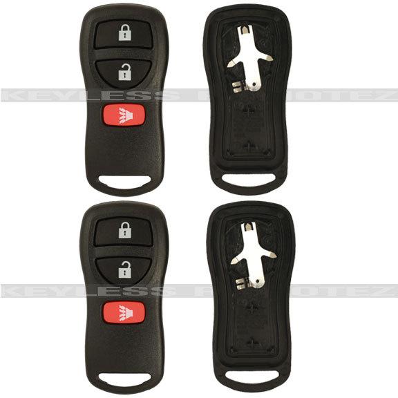 2 new nissan 3 button keyless remote replacement shell case housing battery clip