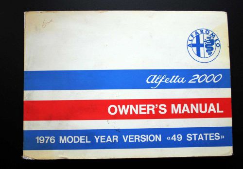 Alfa romeo alfetta 2000 owners manual - 1976 my american models