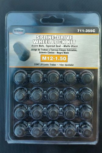 New matte black spline drive lock set m12-1.50 - dorman 711-355c