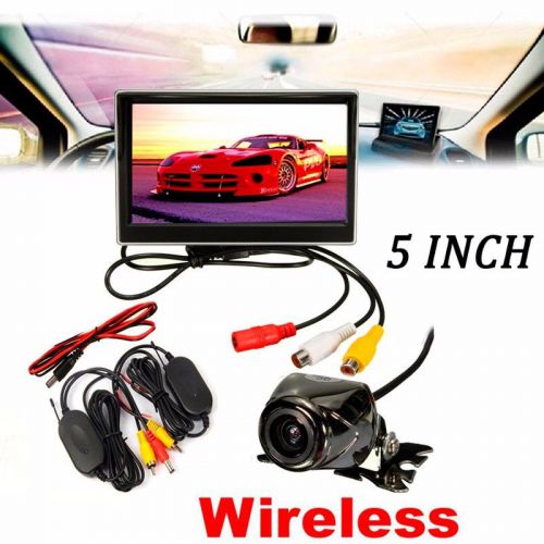 170° wireless license back up reverse car rear view camera 5&#034; lcd monitor kit